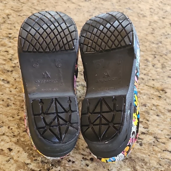 Anywear Nurse Slip Resistant Owl Print closed back Clogs Women 11 Men  9 unisex - Picture 9 of 14